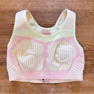 Nike pink yellow athletic wear activewear sports bra tank top size medium M
 b50